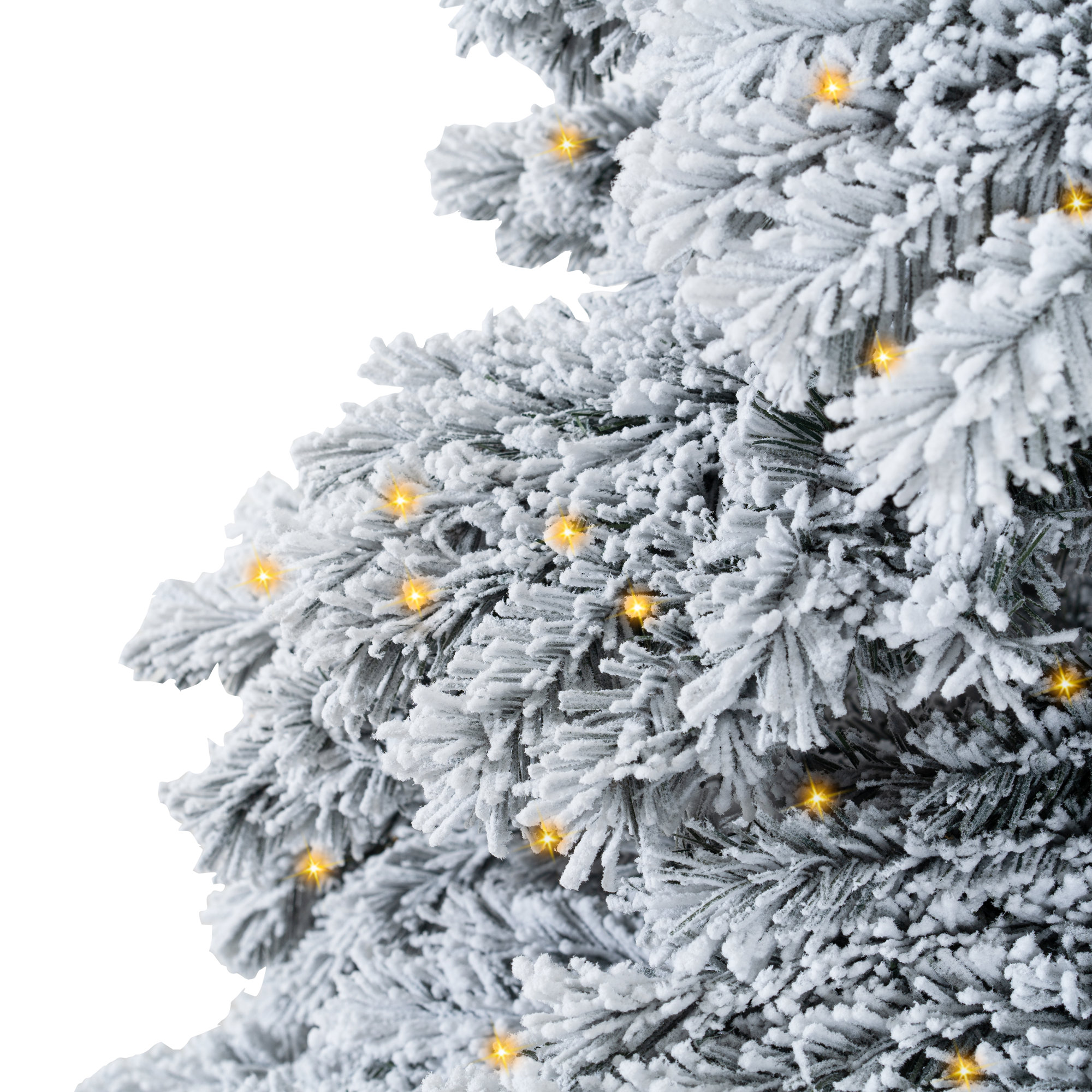 Snow Flocked Prelit Artificial Christmas Tree with Sturdy Metal Stand Realistic Frosted Trees, 7.5 ft