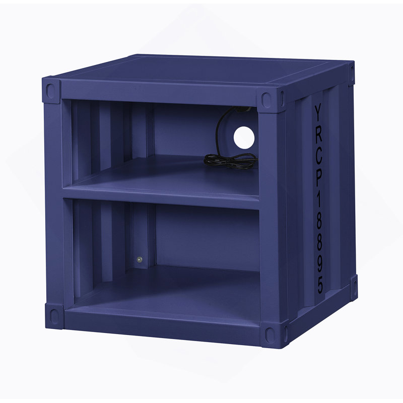 Table de chevet pratique de style Cargo avec charge USB, offrant un rangement pratique et un support robuste pour une chambre bien organisée