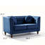 Causeuse Chesterfield compacte avec velours écrasé et capitonnage à boutons-233041777