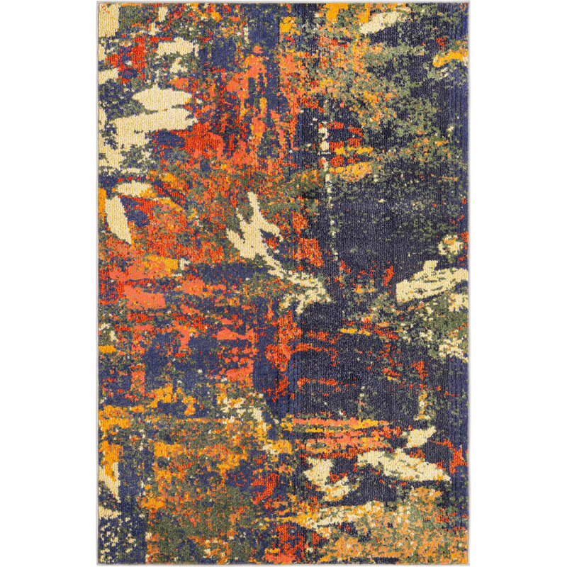 Ansela Washable Abstract Indoor Rug, Rectangle 4' x 6'