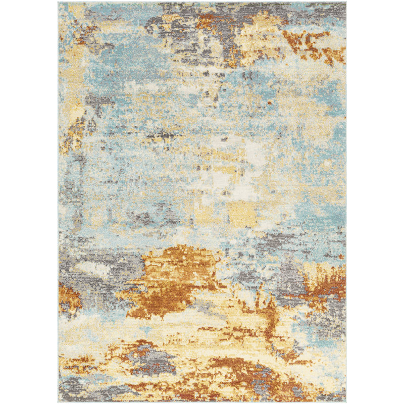 Tapis turquoise / gris Arbyrd, Rectangle 5 pi 3 po x 7 pi 3 po