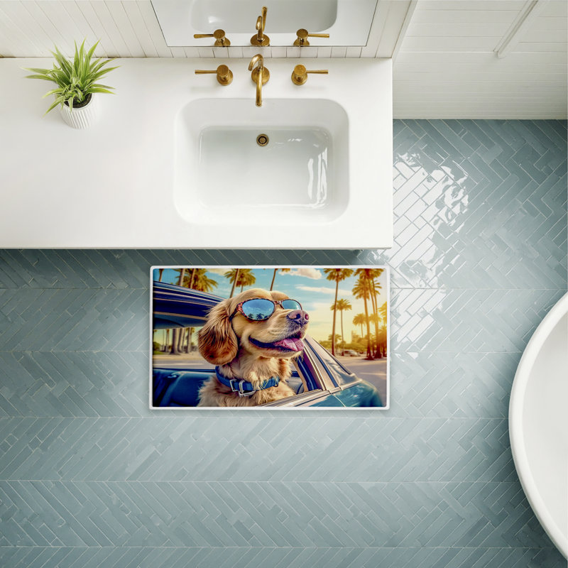 Tapis de bain et tapis de bain Cool Cool Puppy Tropical Sunset, 18 po x 30 po
