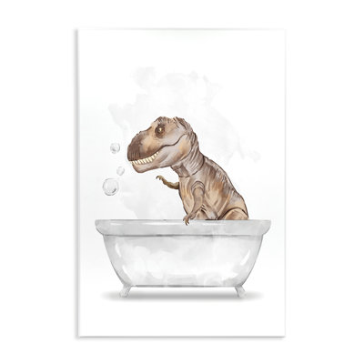 T-Rex Dinosaur In Bubble Bath White Brown