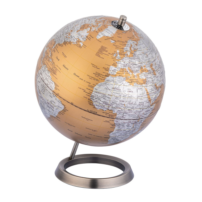 Globe terrestre politique et topographique sur support en métal TROIKA 23,5 GRAD 10 pouces