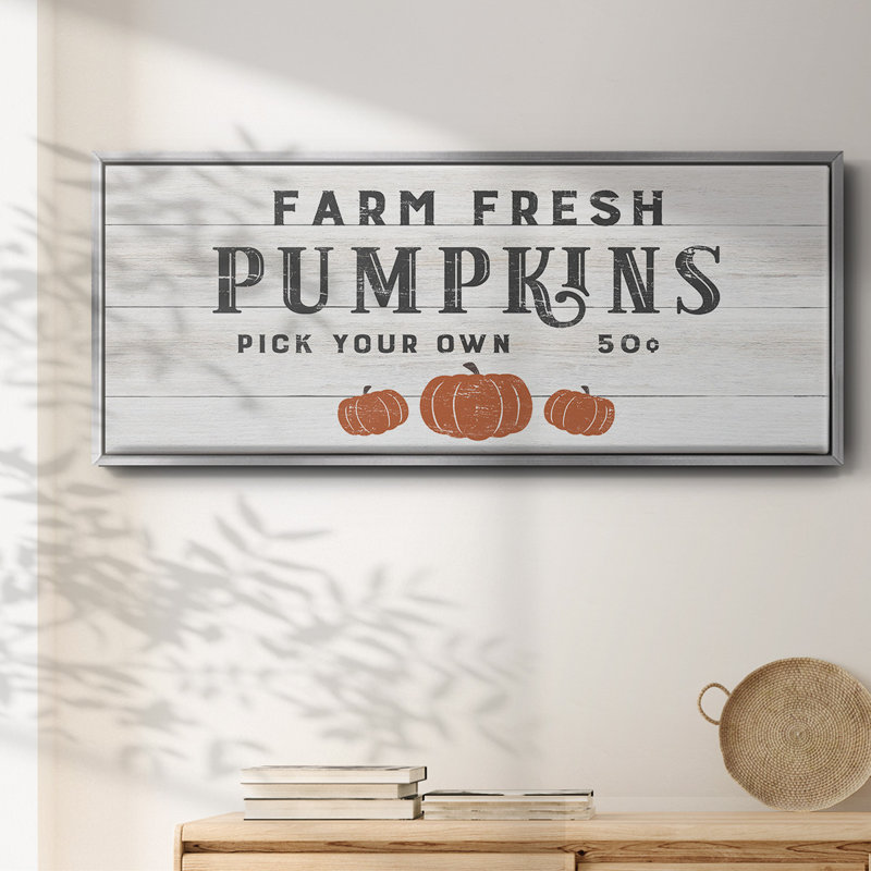 Farm Fresh Pumpkins- Framed Canvas, 12" H x 30" W