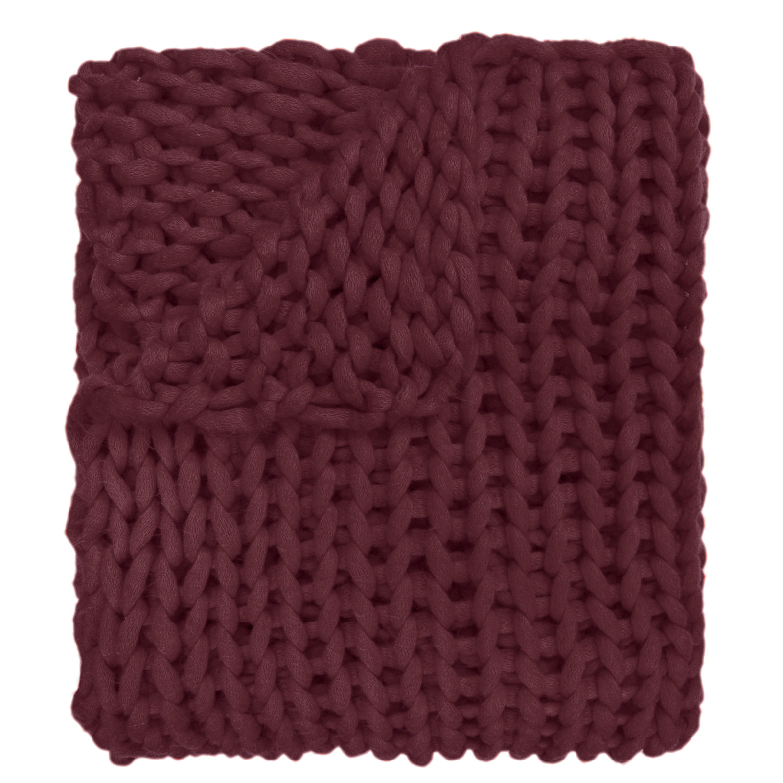 Maxine Asawer Chunky Knitted Woven Throw, Burgundy