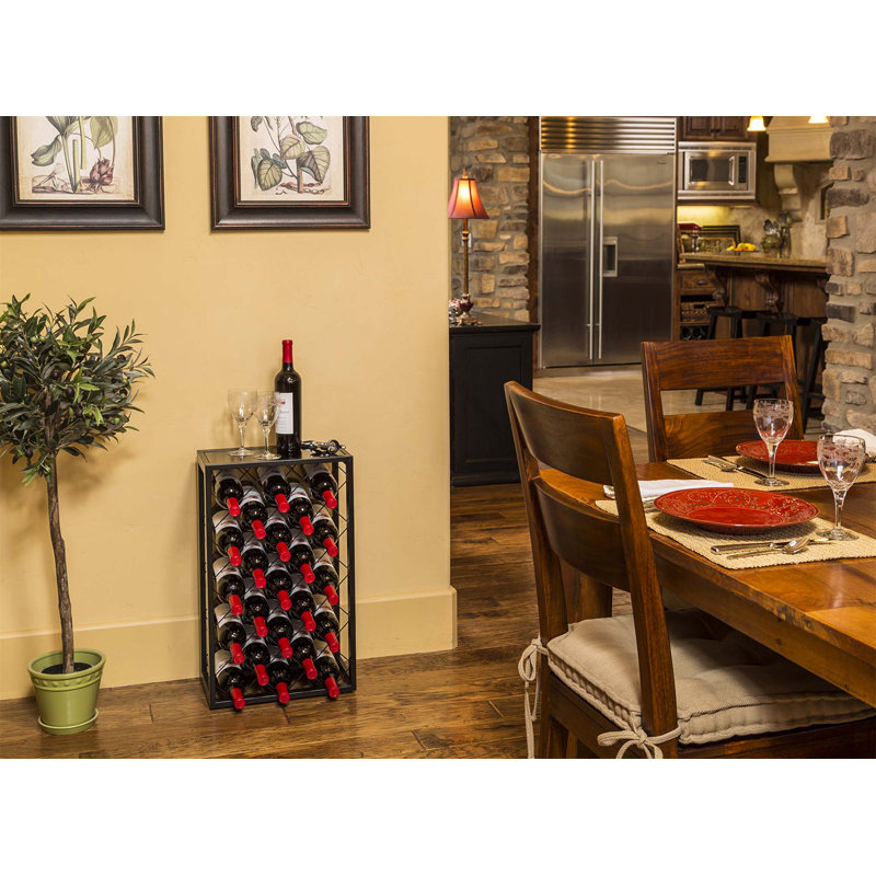 Medlin Floor Wine Bottle Rack, Black, 26.7" H x 15.8" W x 9" D