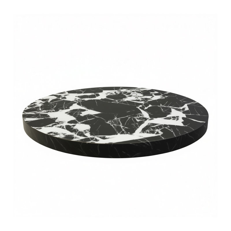 Plateau de table intérieur en mélamine de 30 po de 30 po d'épaisseur avec veinures de marbre blanc audacieux