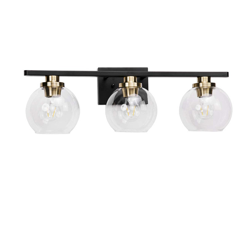 Ventana Dimmable Globe Bathroom Vanity Light, Black/Gold, 3
