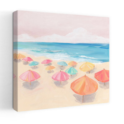 Colorful Umbrellas By The Sea Coastal Wall Art