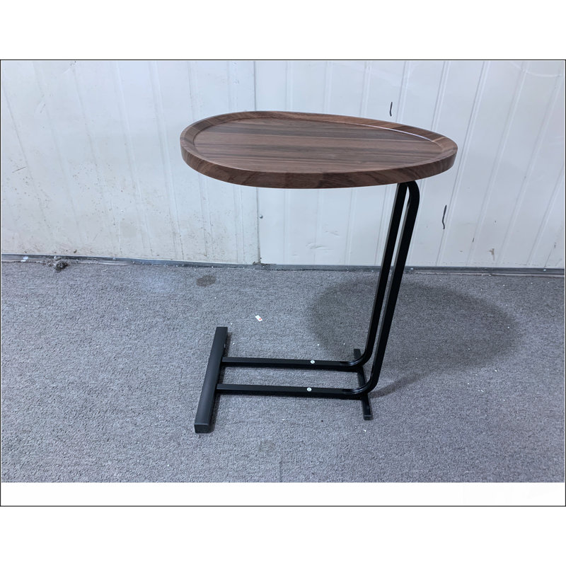 C-Shaped Side Table, C Table End Table for Sofa and Bedside, Couch Side Tables, Wood C-Shaped End Table with Metal Frame Slide for Bedroom Living Room ()