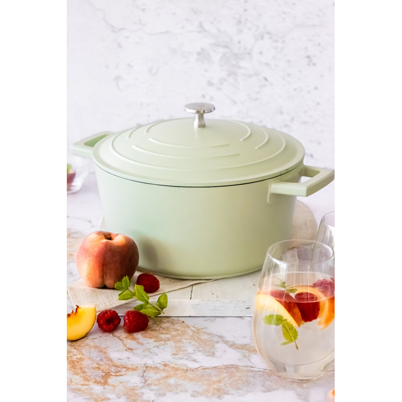 MasterClass Cast Aluminum Round Casserole, 33cm / 4L, Mint Green