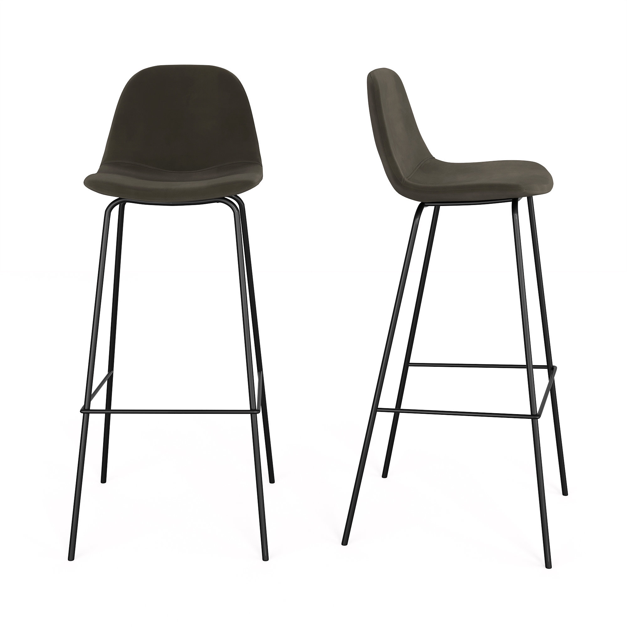 Kody Upholstered Bar & Counter Stool, Bar Stool (30.5" Seat Height), Bella Smoke Performance Velvet