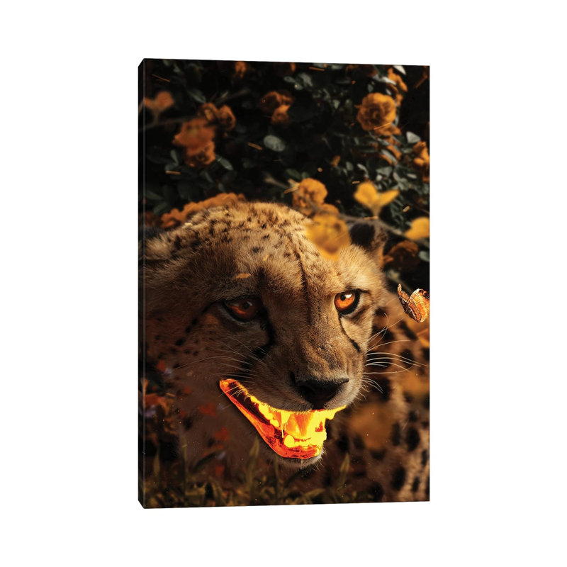 Gold Gepard by Milos Karanovic - Wrapped Canvas Painting, 20.32 cm H x 30.48 cm W