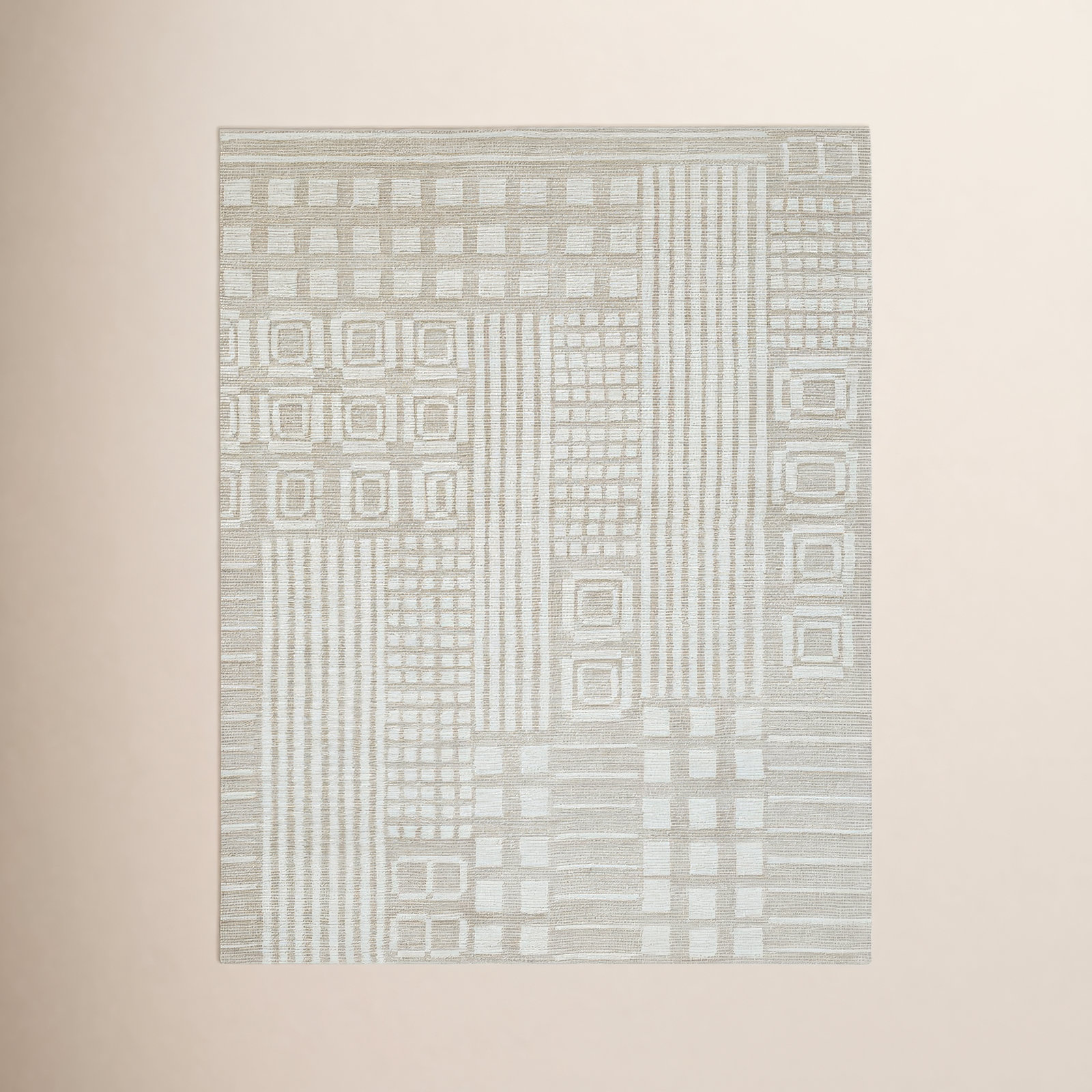 Ivory Hand-Tufted Geometric Rug, Rectange 7'6" x 9'6"