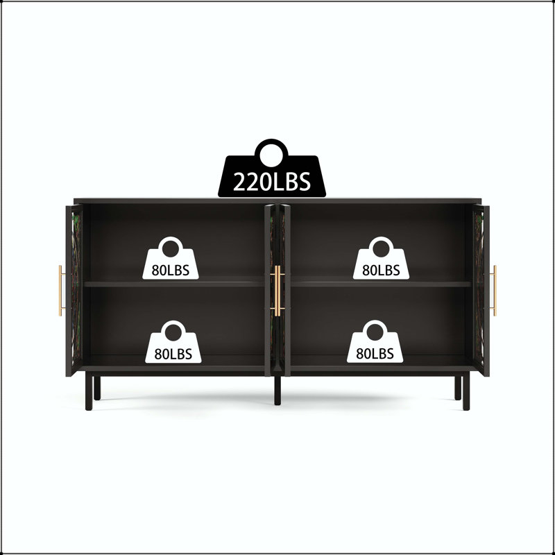 Armoire décorative avec cadre en verre peint et en métal