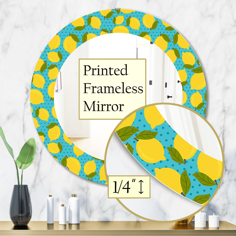 Motif citron - miroir bohémien et éclectique, H 31,5 po x l po