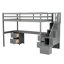 Lit mezzanine simple gris avec bureau et double plateau de rangement simple pour plus de polyvalence