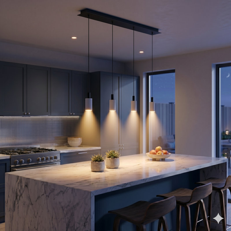 Essoura 4 - Light Kitchen Island Pendant, Black/White