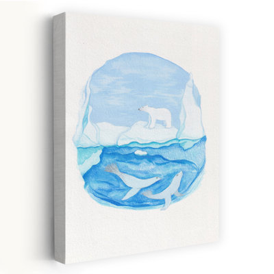 Arctic Life - Frozen Seas - Polar Bear And Seals Contemporary Bear Winter Forest Wall Art by Anjana Mistry - Wrapped Canvas Print