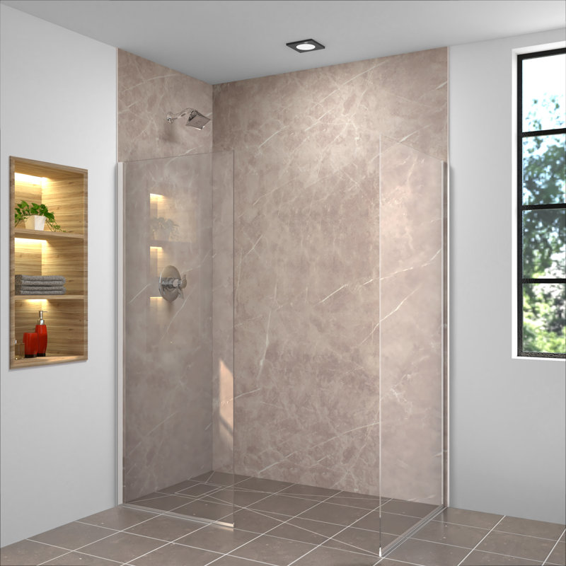 Receveur de douche à carreler pour sol mouillé avec bonde de douche centrale décalé à l'arrière, 130 cm L x 82 cm l