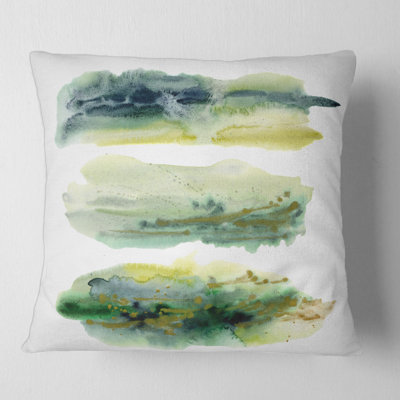 Nuage abstrait doré vert avec points bleus I - coussin imprimé moderne