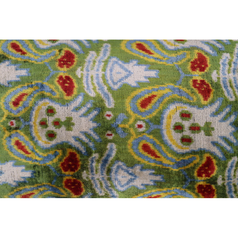Velvet Lumbar Pillow Cover & Insert, Green/Red/Blue Paisley 1