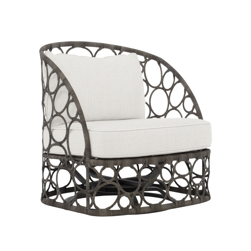 Bali Swivel Patio Chair with Cushions, Cream Outdoor Poly 6070-002, Dove Gray