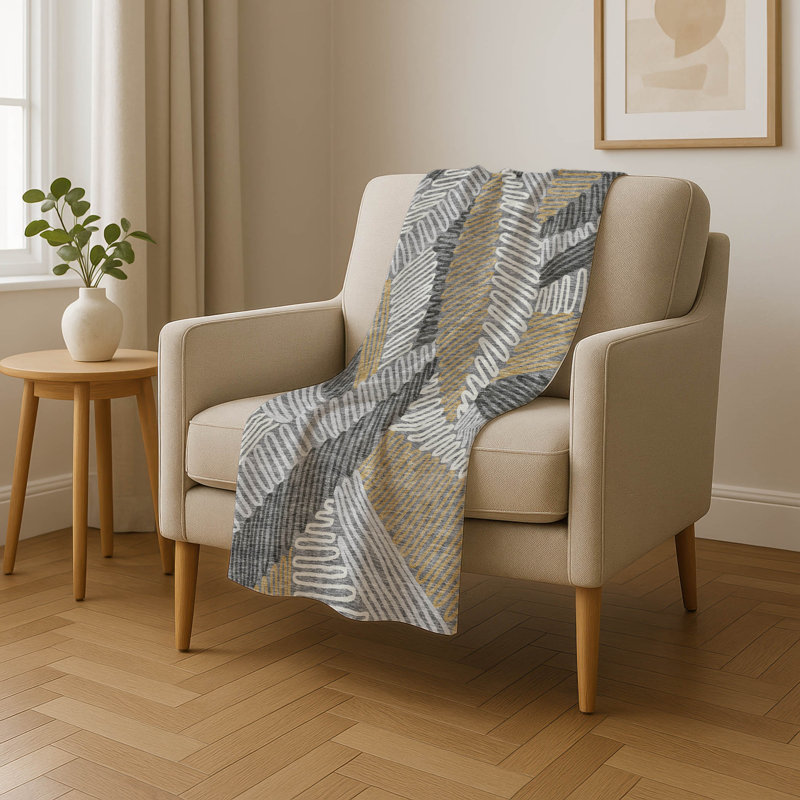 Jeté floral Sherpa ASB904 Addison, Gris