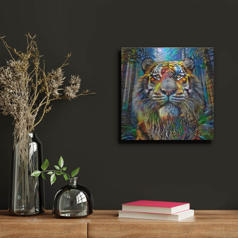 «Tiger» par Pierre Gavidia, art mural en métal, H 12 po x l 12 po