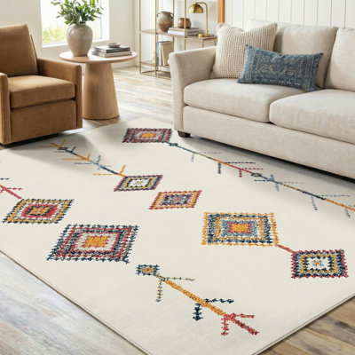 Tapis marocain à motif géométrique multicolore Thambiah
