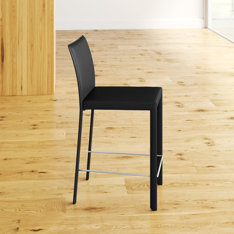 Tabouret de bar et de comptoir G Wilson, Similicuir noir, Tabouret de comptoir (assise de 26 po de hauteur)