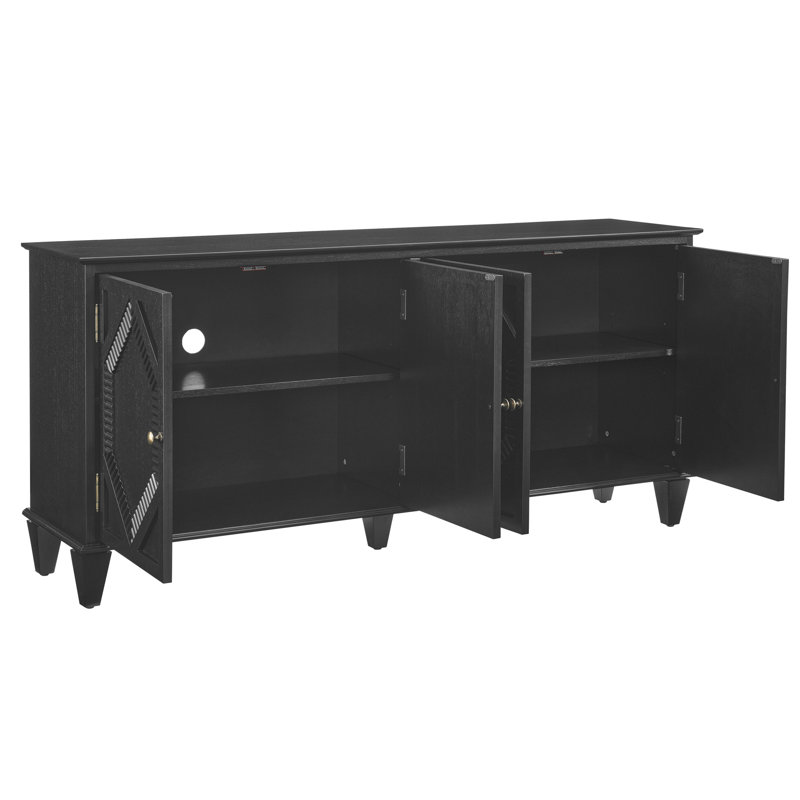 Buffet 65,5 po Mid Century Modern Buffet, Black
