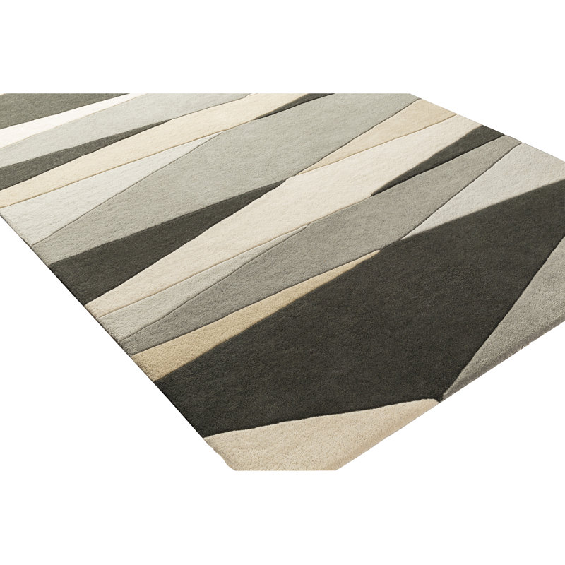 Ayeln Wool Geometric Indoor Rug, Round 4'