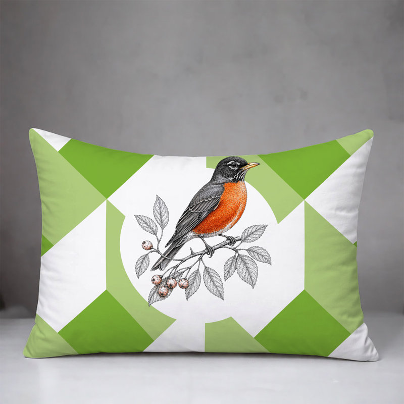 Oreiller réversible intérieur / extérieur Robin, 20 po x 14 po, Vert printanier