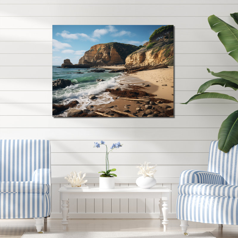 Bett Rocky Beach Majestic Cliff III sur toile, H 34 po x l 44 po x P 1,5 po, Toile tendue