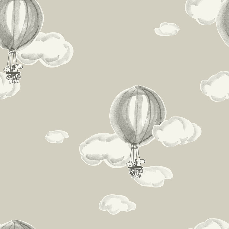 Rouleau de papier peint L 33 pi x l 20,5 po Yuki Osada Up, Up & Away, Brun clair