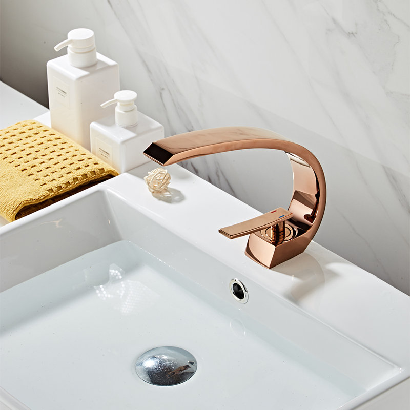 Single Hole Faucet Single-handle Bathroom Faucet, Rose Gold