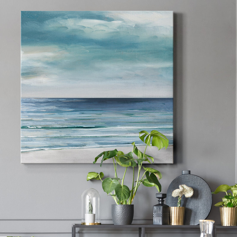 «Blue Silver Shore II», reproduction d'art sur toile tendue, H 32 po x l 32 po x P 1 po