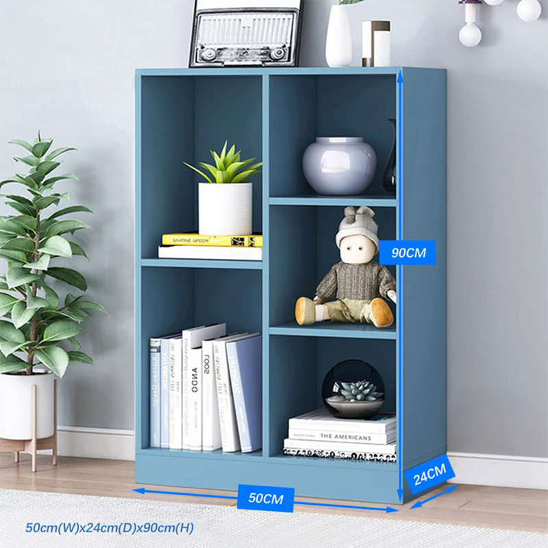 5 Cubes Short Horizontal Bookshelves, Bright Blue, 35.4" H  x 19.7" W x 9.4" Đ