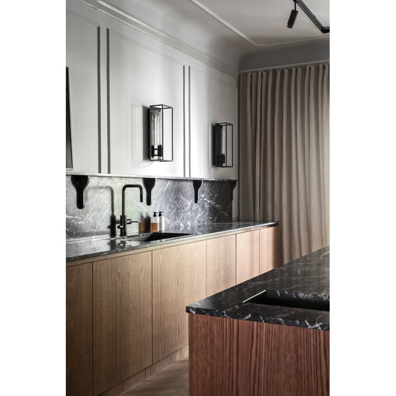1 - Light Flush Mounted Sconce, Black Marble