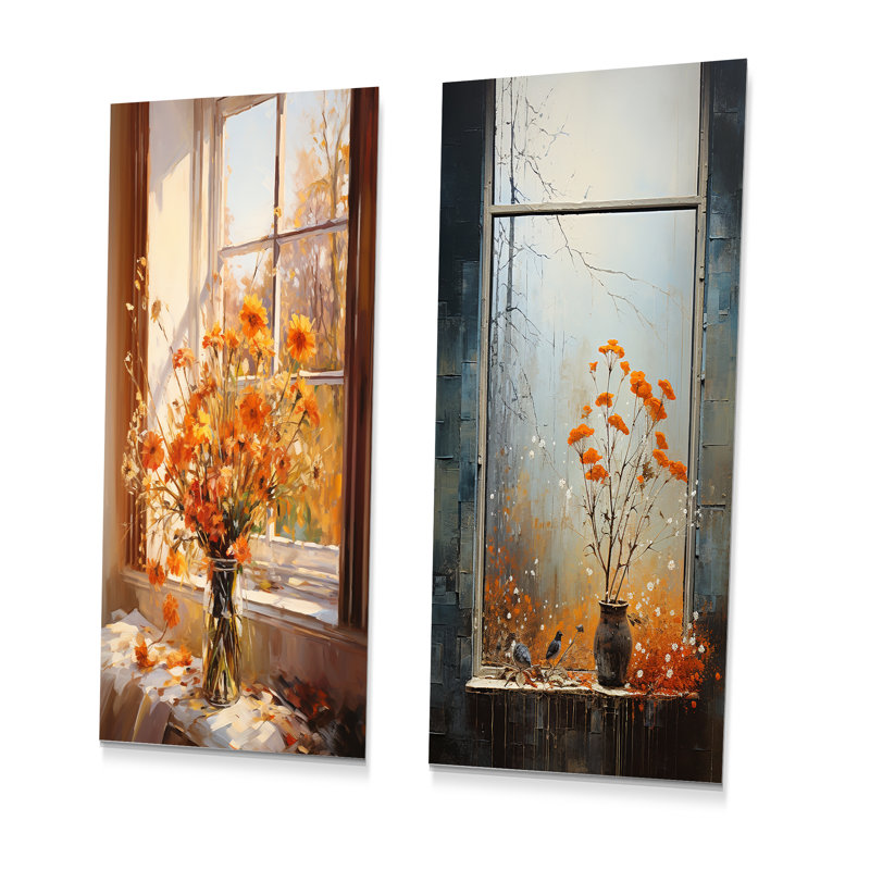 Meadow Windows View I - ensemble d'art mural en métal pour fenêtre, H 32 po x l 32 po