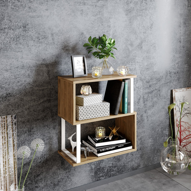 Bibliothèque standard H 25,35 "x l 23,62" Parren, Noyer / blanc