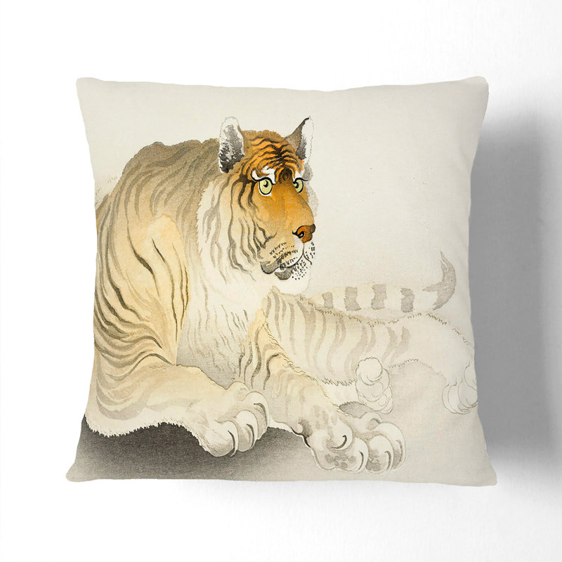 Tiger by Ohara Koson Cushion with Filling, 55cm H x 55cm W x 20cm D