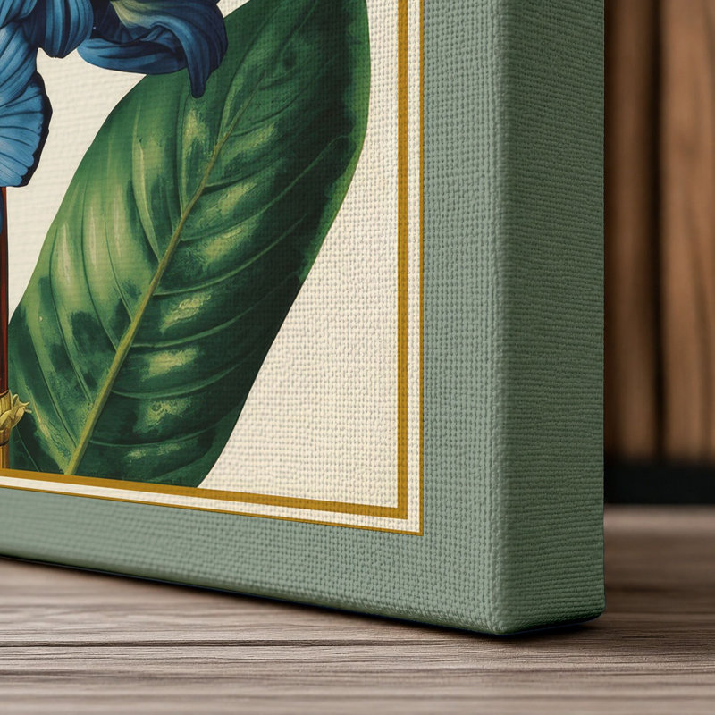 Blue Bloom Botanical - Wrapped Canvas, 18x12 - 45.7 x 30.5 cm, Sage Border
