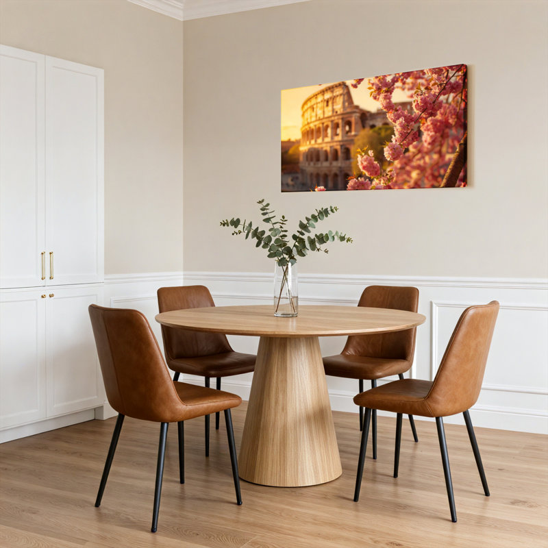 Ensemble de 1 tableau sur toile tendue représentant des cerisiers en fleurs et le Colisée de Rome, 3216