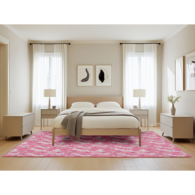 Tapis rose à motif floral Santina, Rectangle 5 pi x 8 pi