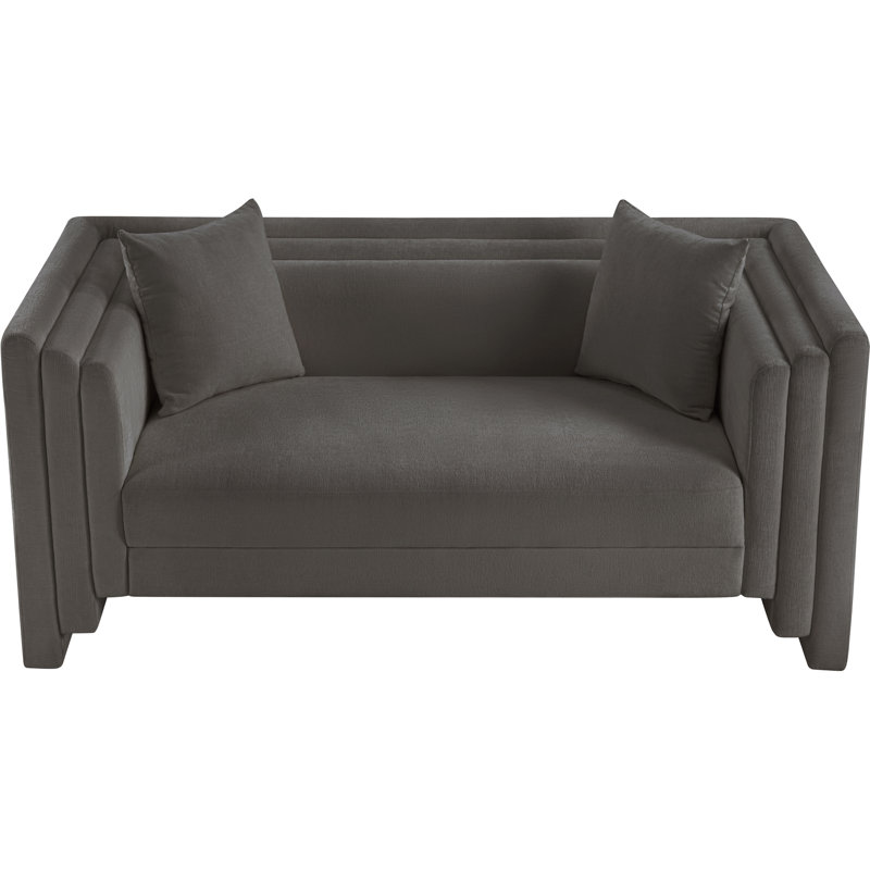 Everett Chenille Fabric Loveseat, Grey Chenille Fabric