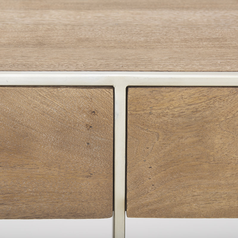 Buffet en bois massif 63 po Ophelia, Brun, Argent