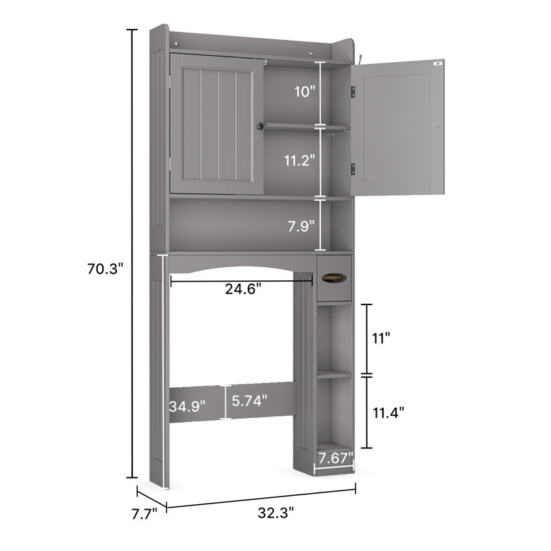  Corneliea 32.3''W  Adjustable Freestanding Over The Toilet Storage, Gray